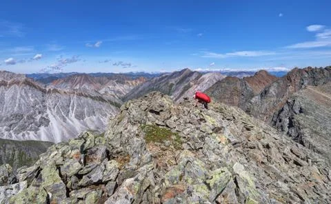 Climbing the mountain peak Stock Photos