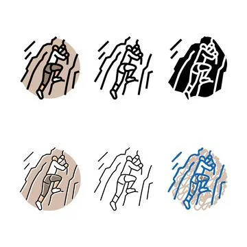 Climbing mountain progress color icon variety vector Stock Illustration