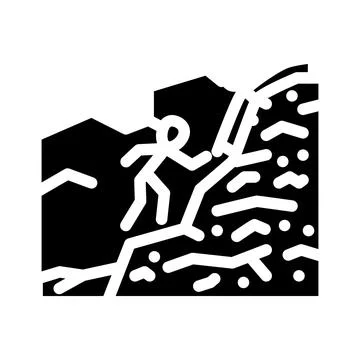 Climbing mountain progress glyph icon vector illustration Stock Illustration