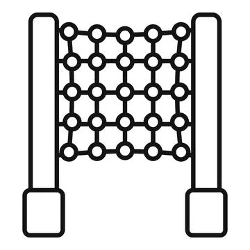 Climbing net obstacle course equipment icon outline Stock Illustration
