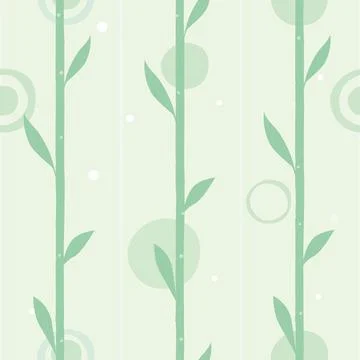 Climbing Plants on Clear Background with Circles, Vector Seamless Pattern Illustrazione stock