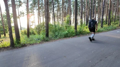 Climbing with purpose through the forest in training Video stock 344819411