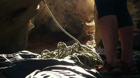 Climbing at the Rock Mountain Stock Footage 56136262