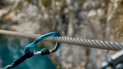 Climbing rope on the mountain Foto stock