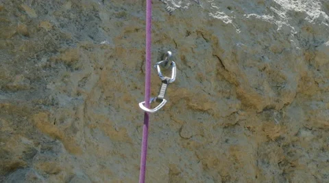 Climbing Rope Moving On Rock Video stock 64538534