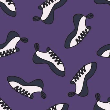 Climbing shoes seamless doodle pattern, vector illustration Stock Illustration