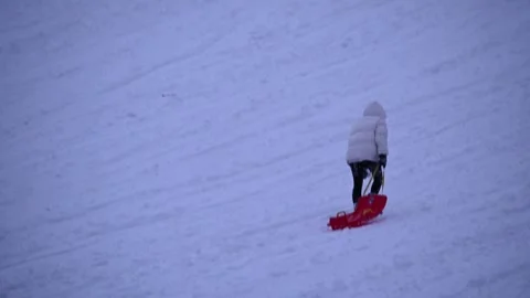 Climbing the snow mountain Stock Footage 262059225