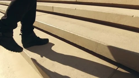 Climbing a stairs, low angle shot. Stock Footage 84892016