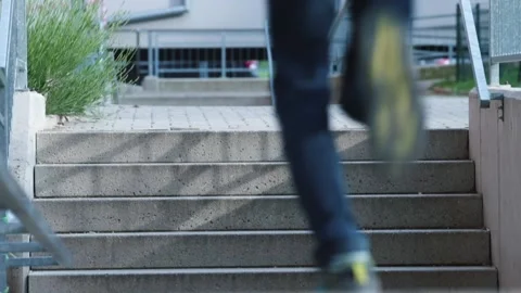 Climbing stairs is part of the physical development children in social distance Video stock 132878577