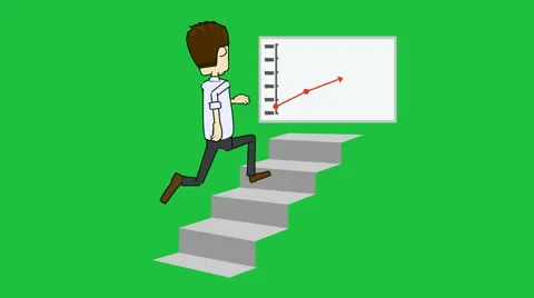 Climbing the Stairs to Success:  (Loop + Matte) Video stock 50142822