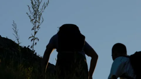 Climbing steep mountain tops Stock Footage 273533923