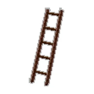 Climbing step ladder safety pixel art vector illustration Illustrazione stock