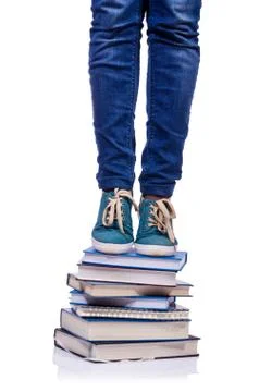 Climbing the steps of knowledge - education concept Stock Photos