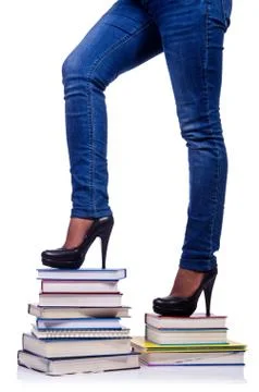 Climbing the steps of knowledge - education concept Stock Photos