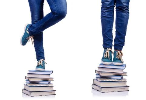 Climbing the steps of knowledge - education concept Stock Photos