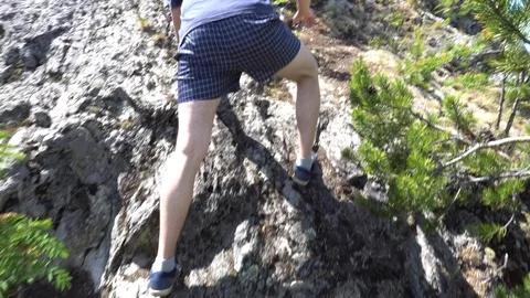 Climbing to the top of Mount Kurtash Stock Footage 111334236