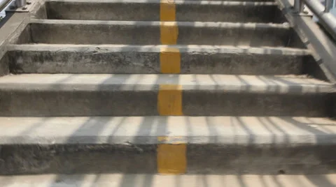 Climbing upstairs; close up; handheld camera; Stock Footage 35879140