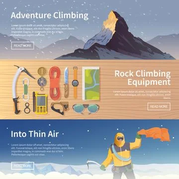 Climbing vector flat web banners Stock Illustration