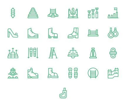 Climbing Vector Icon Toolkit featuring 25 Detail Enhanced 64x64 Regular Lin.. Stock Illustration