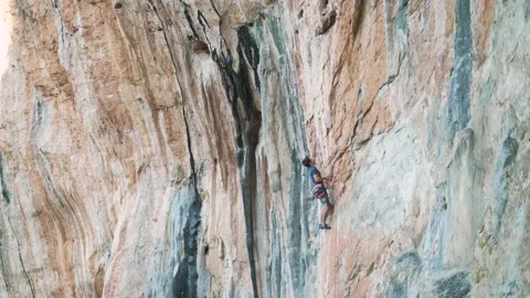 Climbing a vertical mountain in Greece Video stock 167728139