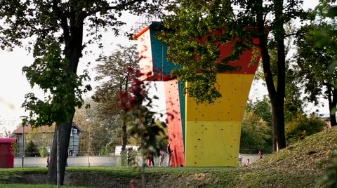 Climbing wall in distance Stock Footage 42642005