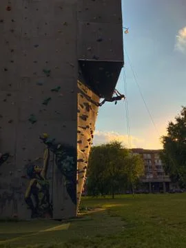 Climbing on the Wall Stock Photos