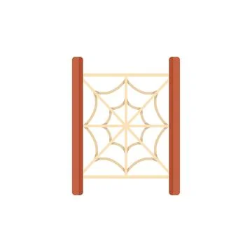 Climbing wall with ropes shaped like spider web for playground recreation area Stock Illustration