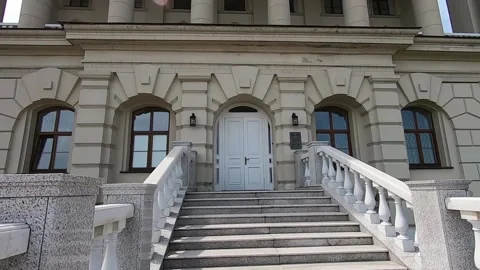 Climbing the white steps of the palace Stock Footage 162854812