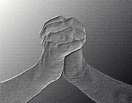 Clinched hands front Stock Illustration