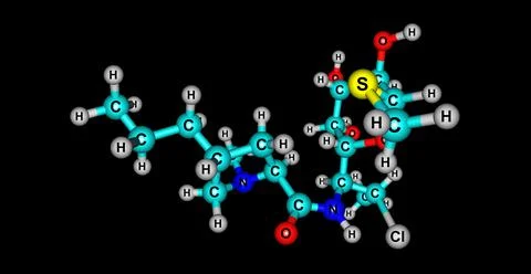Clindamycin molecular structure isolated on black Stock Illustration