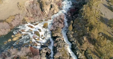 Cline Falls on the Deschutes River in Redmond Oregon, Bend Stock Footage 124480997