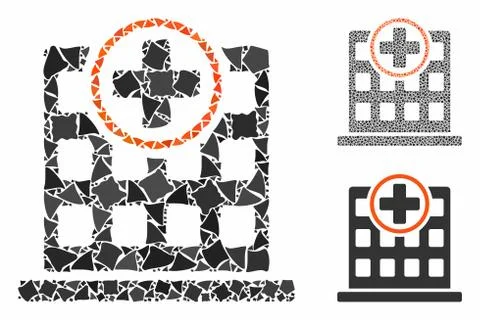 Clinic building Mosaic Icon of Irregular Parts Stock Illustration