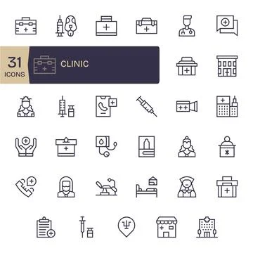 Clinic Comprehensive Vector Bundle with 35 Display Perfect Regular Line 64x.. イラスト素材