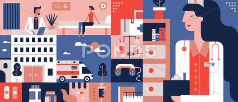 Clinic flat background Stock Illustration