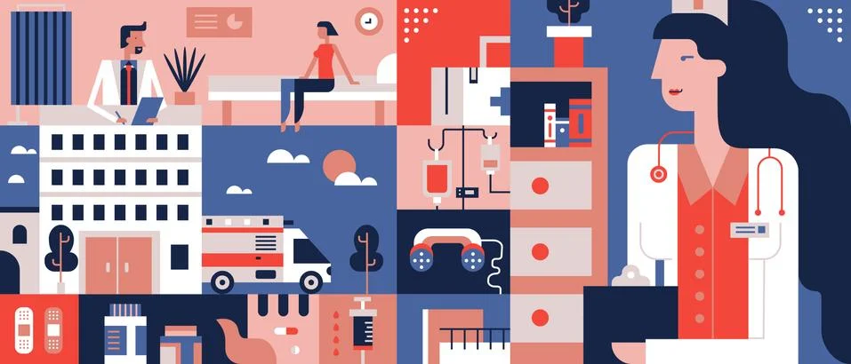 Clinic flat background Illustrazione stock