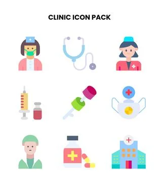 Clinic Flat Vector Icons Pack Stock Illustration