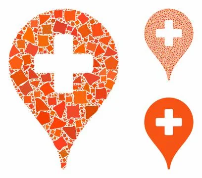 Clinic map pointer Composition Icon of Raggy Elements Stock Illustration