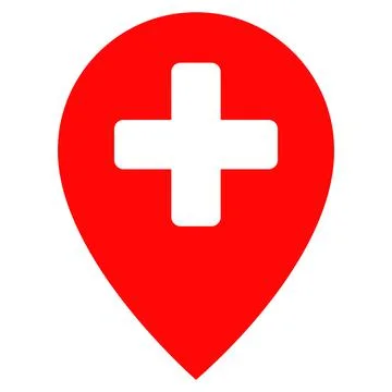 Clinic Map Pointer Flat Icon Image Stockillustratie