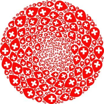 Clinic Map Pointer Icon Exploding Round Globula Mosaic イラスト素材