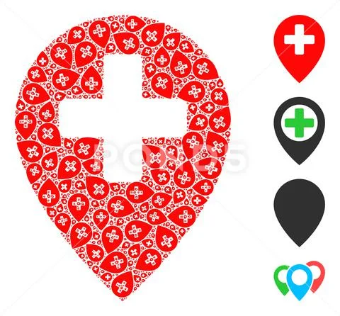 Clinic Map Pointer Icon Recursion Mosaic Иллюстрация