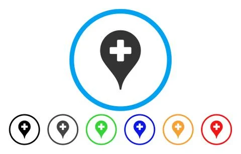 Clinic Map Pointer Rounded Vector Icon Stock Illustration