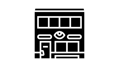 Clinic optometry vision eye glyph icon animation Stock Footage 326142973