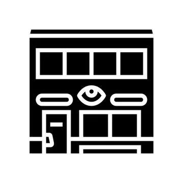 Clinic optometry vision eye glyph icon vector illustration Illustrazione stock