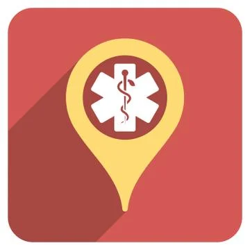 Clinic Pointer Flat Rounded Square Icon with Long Shadow Stockillustratie