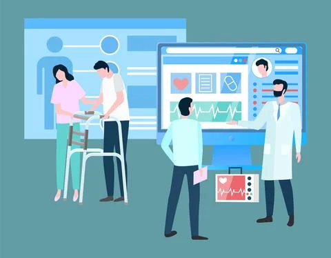 Clinic with Rehabilitation Program, Physio Therapy Stock-Illustration