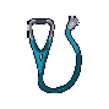 Clinic stethoscope pixel art vector illustration Stock Illustration