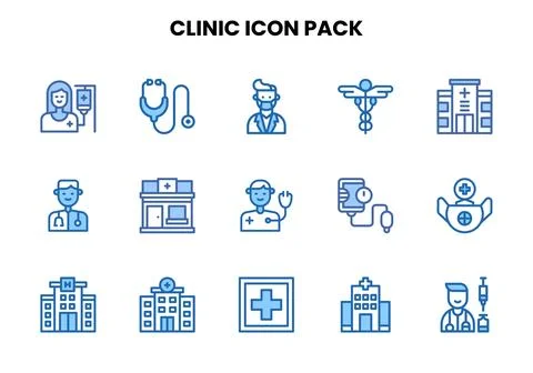 Clinic Two Colour Set Icons Pack Stock Illustration