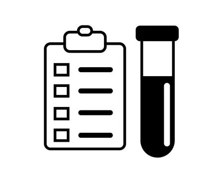 Clinical analysis result icon, lab blood test, medicine report, medical check up Stock Illustration