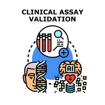 Clinical assay validation process for medical research Stock Illustration