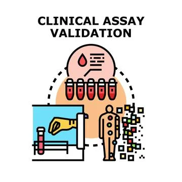 Clinical assay validation process for medical research Stock Illustration